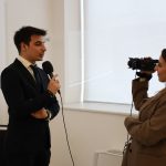 Fabio Carolla intervistato durante la presentazione dell'e-book Universitari Oltremanica al Consolato Generale d’Italia a Londra.